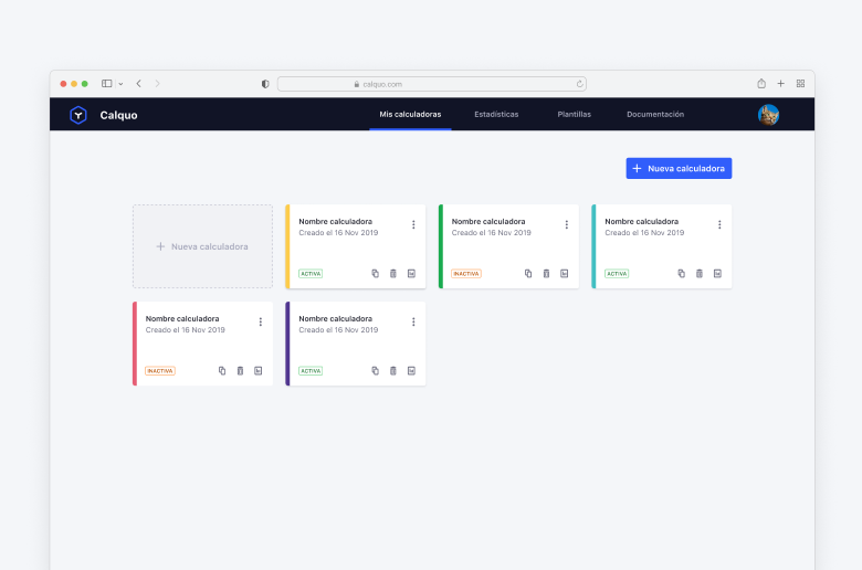 Calquo dashboard