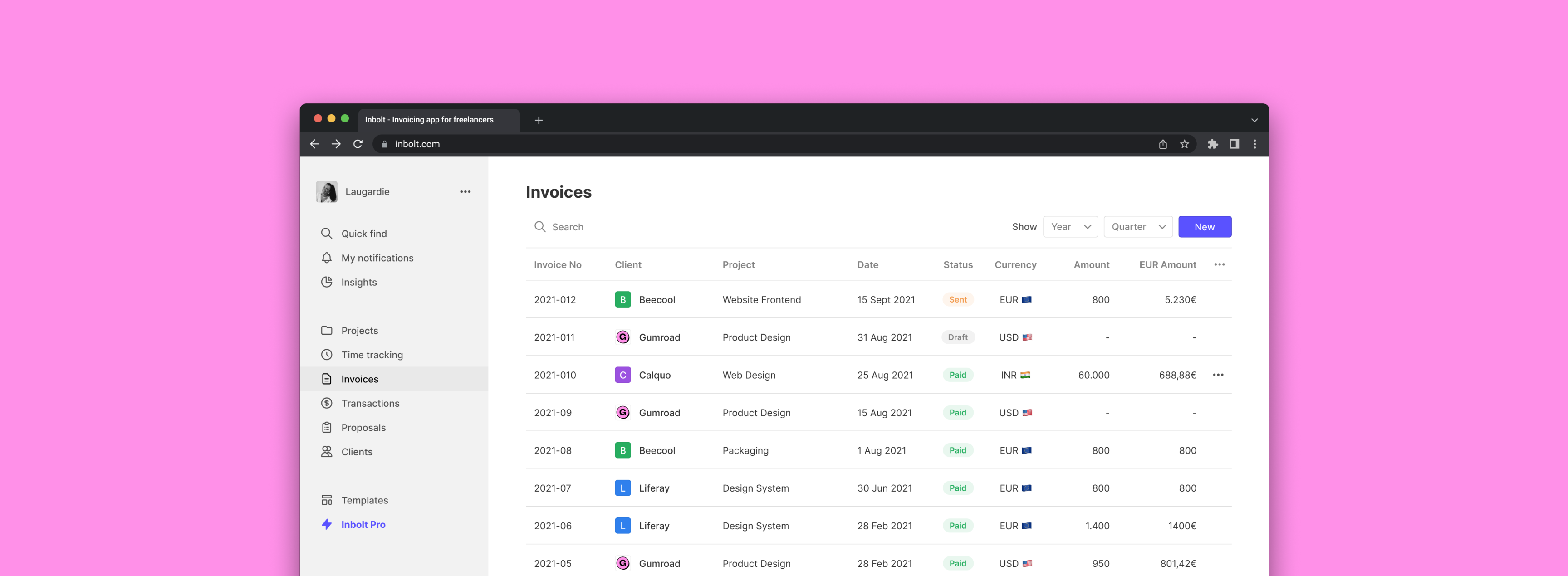 Inbolt dashboard